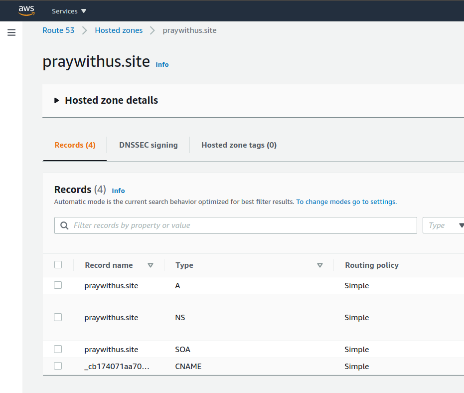 "Sample AWS Route53 setup"