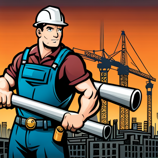 construction worker with pipes