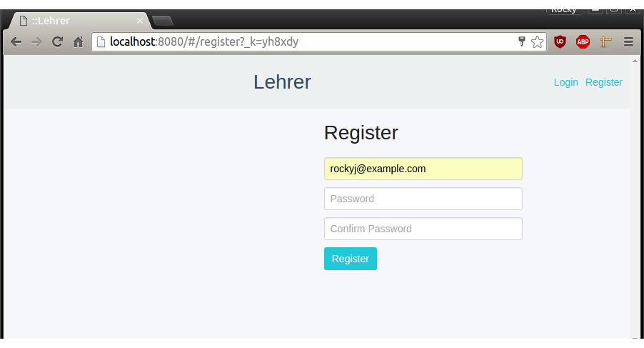 React Register Page